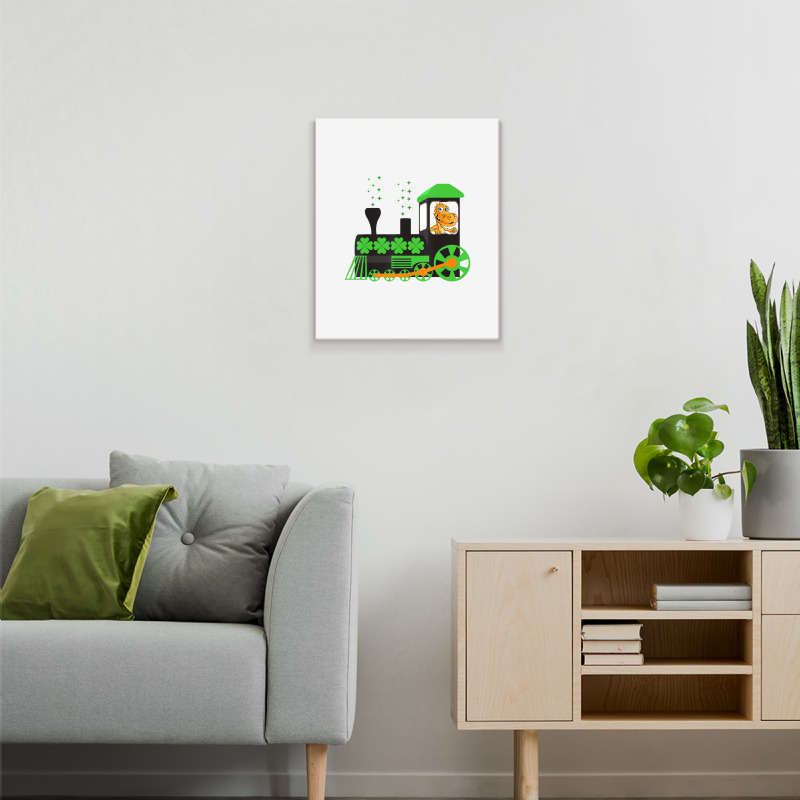 Dinosaur On Train St Patrick's Day Train Irish Sha Metal Print Vertical | Artistshot