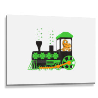 Dinosaur On Train St Patrick's Day Train Irish Sha Metal Print Horizontal | Artistshot