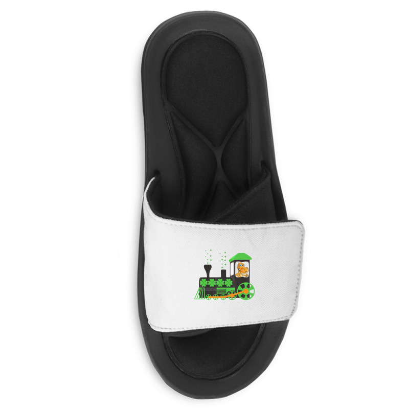 Dinosaur On Train St Patrick's Day Train Irish Sha Slide Sandal | Artistshot