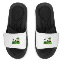 Dinosaur On Train St Patrick's Day Train Irish Sha Slide Sandal | Artistshot