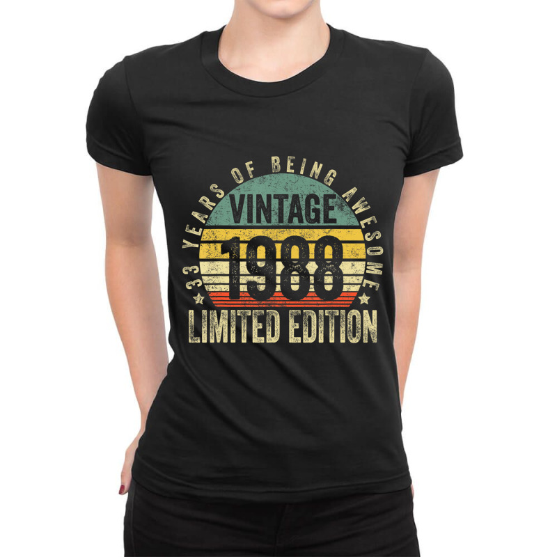 33 Year Old Gifts Vintage 1988 Limited Edition 33r Ladies Fitted T-Shirt by krumsiek | Artistshot