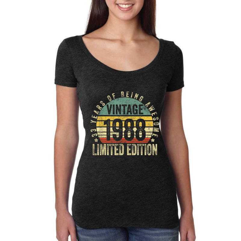 33 Year Old Gifts Vintage 1988 Limited Edition 33r Women's Triblend Scoop T-shirt by krumsiek | Artistshot