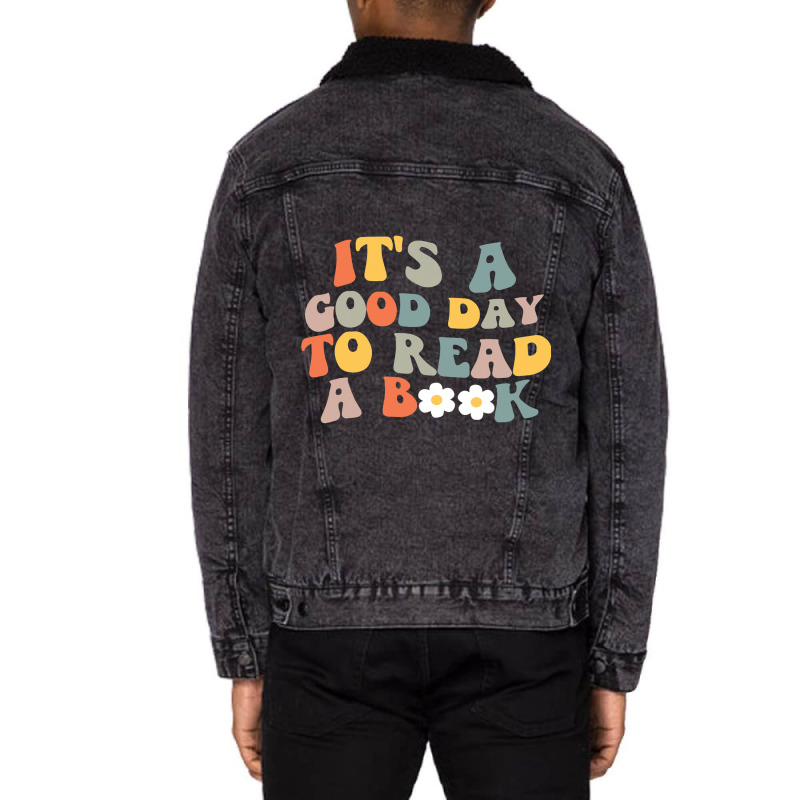 Boho Groovy Its A Good Day To Read Book Daisy Book Unisex Sherpa-lined Denim Jacket | Artistshot