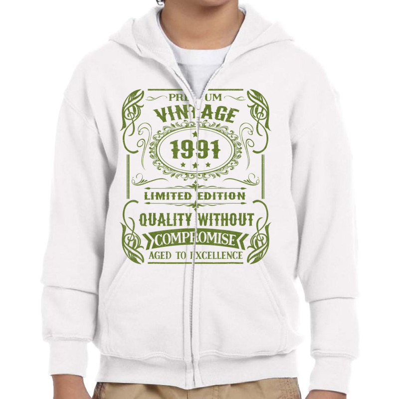 Birthday 365 Vintage 1991 Limited Edition Birthday Youth Zipper Hoodie by mauthe | Artistshot