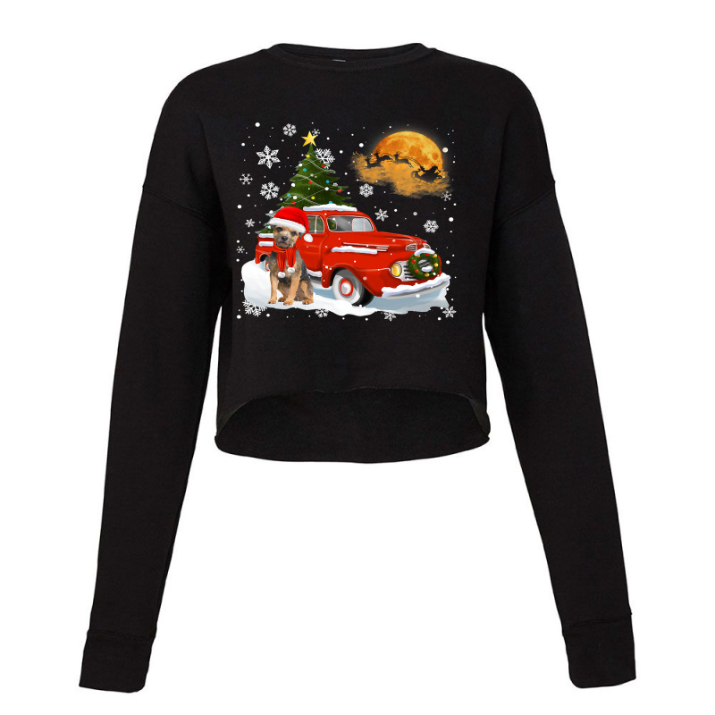 Border Terrier Vintage Red Truck Christmas Tree Pa Cropped Sweater by AURRADILLARD | Artistshot