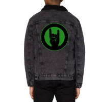 Heavy Metal Satan Horns Ring Black & Green Unisex Sherpa-lined Denim Jacket | Artistshot