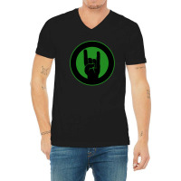 Heavy Metal Satan Horns Ring Black & Green V-neck Tee | Artistshot