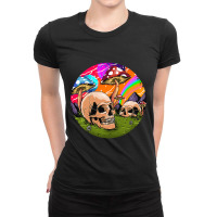 Psychedelic World Hippie Trippy Skull Mushroom Myc Ladies Fitted T-shirt | Artistshot