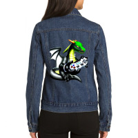 Dragon Video Game Controller Game Players Dragon L Ladies Denim Jacket | Artistshot