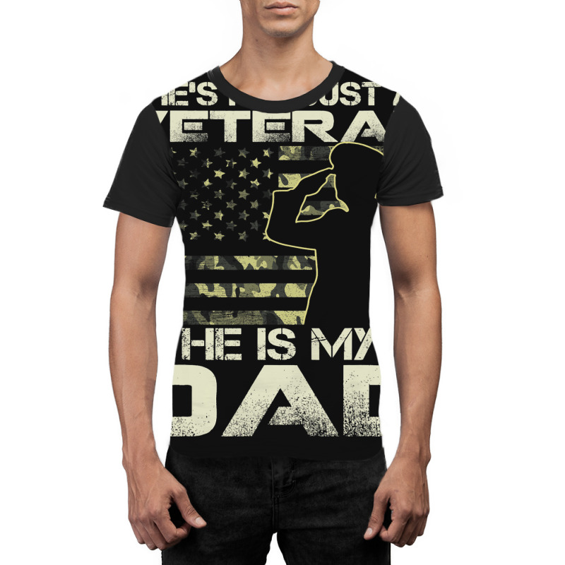 He Is My Veteran Dad American Flag Veterans Day Gi Graphic T-shirt | Artistshot