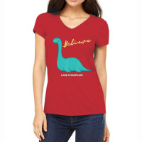 I Believe Champ Sea Monster Lake Champlain Vermont Women's V-neck T-shirt | Artistshot