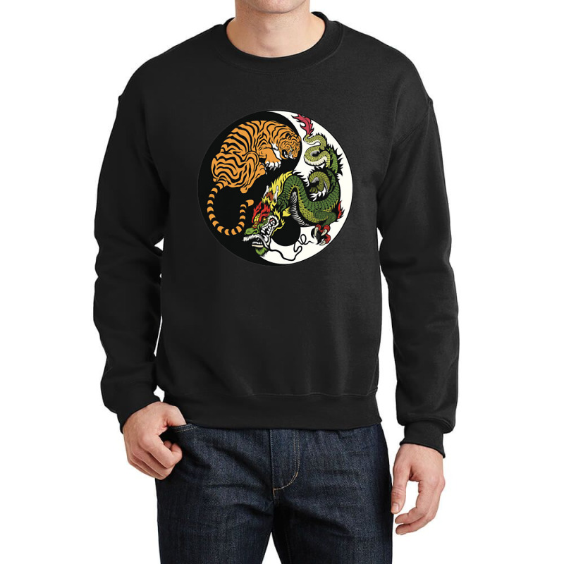 Tiger Dragon Yin Yang Symbol Beautiful Chinese Har Crewneck Sweatshirt | Artistshot