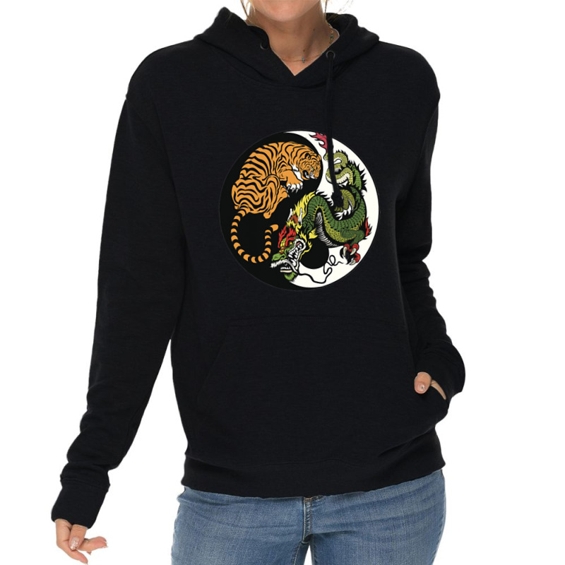 Tiger Dragon Yin Yang Symbol Beautiful Chinese Har Lightweight Hoodie | Artistshot