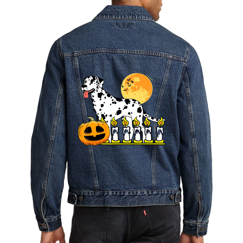 Dalmatian Dog Lazy Halloween Costume Pumpkin Puppy Men Denim Jacket | Artistshot