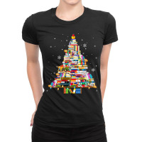 Christmas Library Tree Lights For Librarian And Bo Ladies Fitted T-shirt | Artistshot