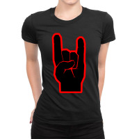 Heavy Metal Satan Horns Black & Red Ladies Fitted T-shirt | Artistshot