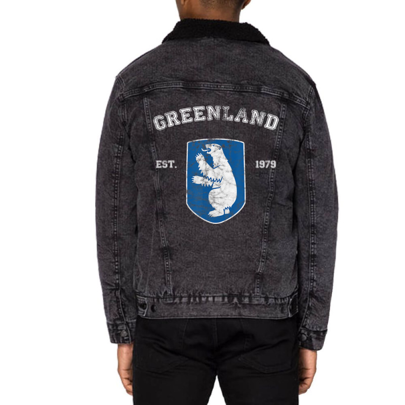 Vintage Coat Of Arms Greenland T Shirt Unisex Sherpa-lined Denim Jacket | Artistshot