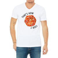 That's How I Roll Orange Watercolor D20 Dice V-neck Tee | Artistshot