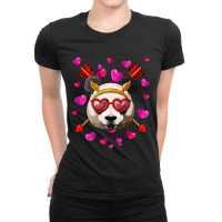 Panda Valentines Day Animal Face Heart Glass Love  Ladies Fitted T-shirt | Artistshot