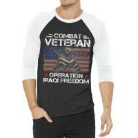 Combat Veteran Iraqi Freedom Military Usa American 3/4 Sleeve Shirt | Artistshot