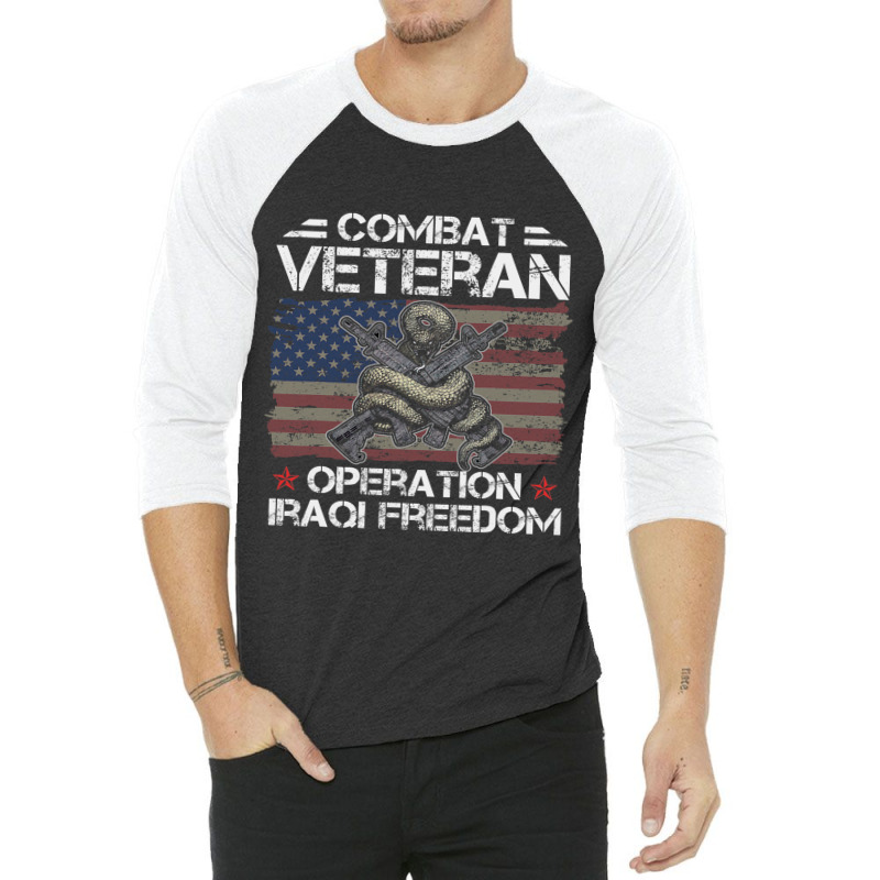 Combat Veteran Iraqi Freedom Military Usa American 3/4 Sleeve Shirt by DEBORAHBOURSSIQUOT | Artistshot