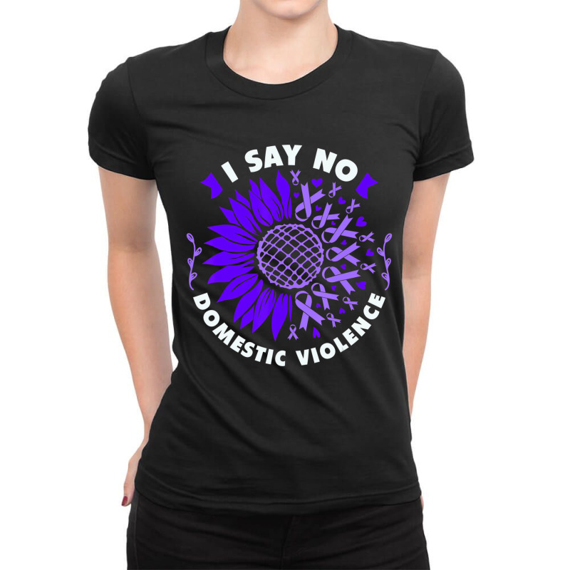 Against Domestic Violence, Sunflower, Purple Ribbo Ladies Fitted T-Shirt by fiddolamuf | Artistshot