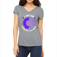 Against Domestic Violence, Sunflower, Purple Ribbo Women's V-neck T-shirt | Artistshot