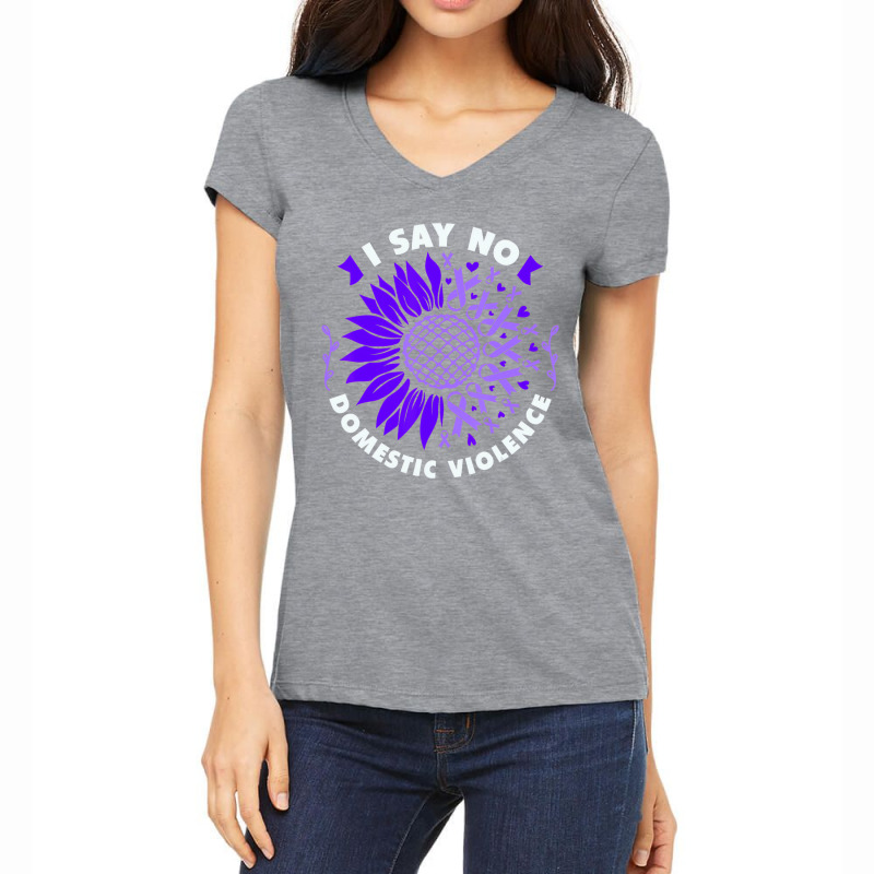 Against Domestic Violence, Sunflower, Purple Ribbo Women's V-Neck T-Shirt by fiddolamuf | Artistshot