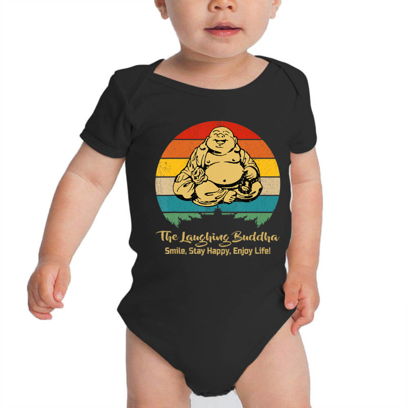 The Laughing Buddha Smiling Vintage Distressed Ret Baby Bodysuit | Artistshot