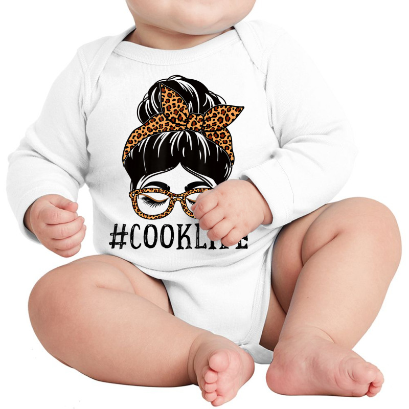 Cook Leopard Messy Bun Women Back To School T Shir Long Sleeve Baby Bodysuit | Artistshot