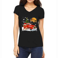 Cavoodle Vintage Wagon Red Truck Christmas Tree Pa Women's V-neck T-shirt | Artistshot