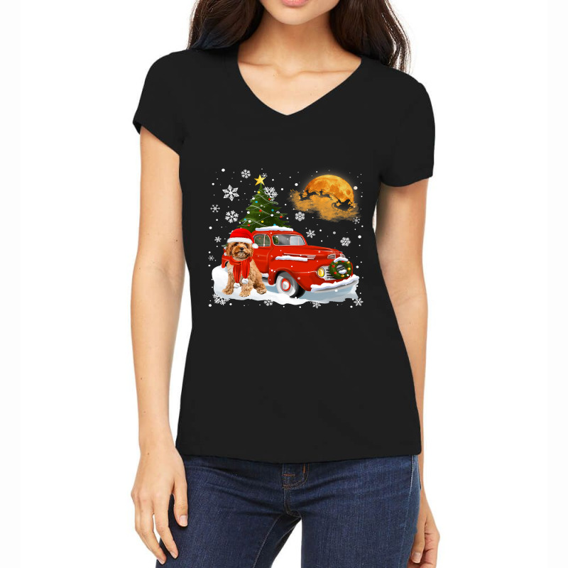 Cavoodle Vintage Wagon Red Truck Christmas Tree Pa Women's V-Neck T-Shirt by AURRADILLARD | Artistshot