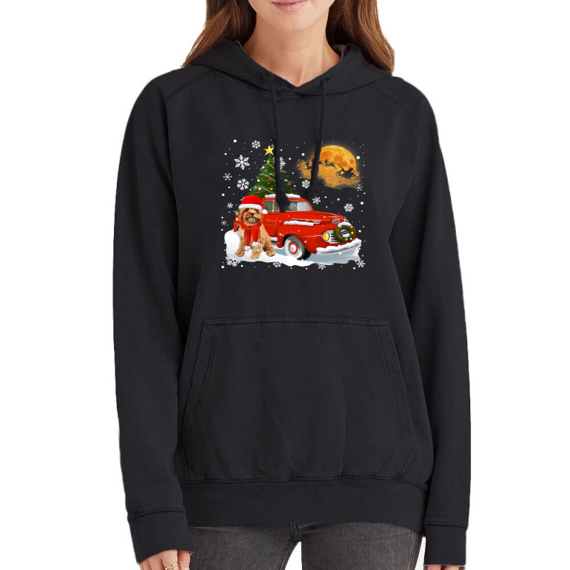 Cavoodle Vintage Wagon Red Truck Christmas Tree Pa Vintage Hoodie by AURRADILLARD | Artistshot