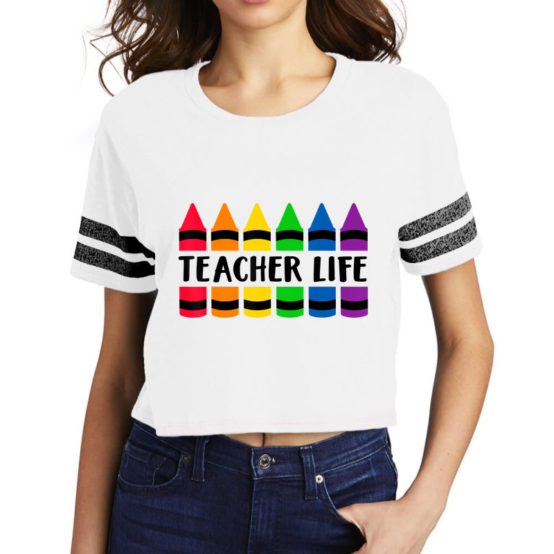 Teacher Life Crayon   Cray Teacher T Shirt Scorecard Crop Tee by bettincam | Artistshot