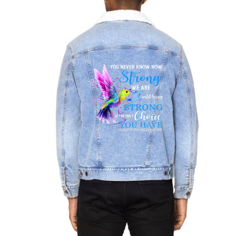 Charge Syndrome Awareness Blue Strong Hummingbird Unisex Sherpa-lined Denim Jacket | Artistshot