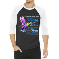 Charge Syndrome Awareness Blue Strong Hummingbird 3/4 Sleeve Shirt | Artistshot