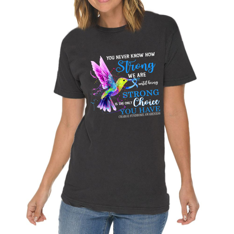 Charge Syndrome Awareness Blue Strong Hummingbird Vintage T-shirt | Artistshot