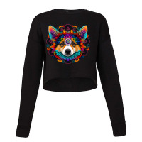 Corgi Dog Face Colorful Mandala Rainbow Yoga Patte Cropped Sweater | Artistshot