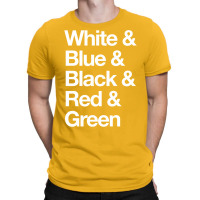 White & Blue & Black & Red & Green   Reversed 25 T-shirt | Artistshot