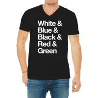 White & Blue & Black & Red & Green   Reversed 25 V-neck Tee | Artistshot