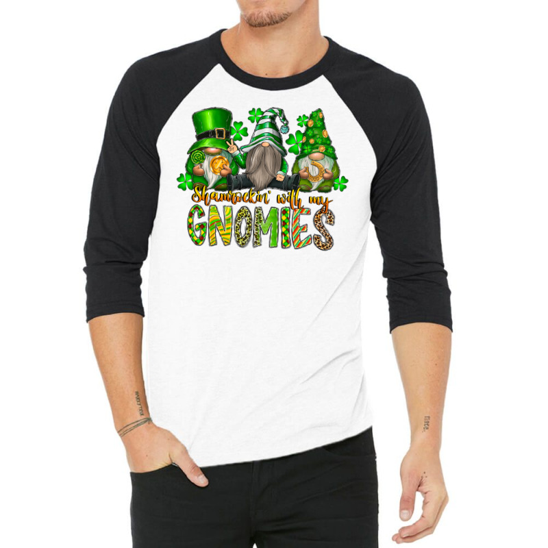 Shamrockin With My Gnomies 3/4 Sleeve Shirt by SublimationCraftShop | Artistshot