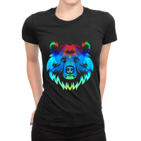 Grizzly Brown Bear Colorful Geometry Geometric Sha Ladies Fitted T-shirt | Artistshot