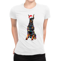 Christmas Lights Doberman T Shirt Cute Gifts For D Ladies Fitted T-shirt | Artistshot