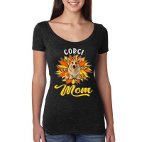 Corgi Mom Leopard Sunflower Dog Lover Happy Mother Women's Triblend Scoop T-shirt | Artistshot