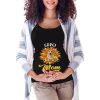 Corgi Mom Leopard Sunflower Dog Lover Happy Mother Maternity Scoop Neck T-shirt | Artistshot