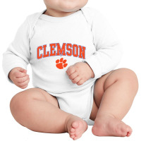 Clemson Tigers Arch Over Heather Gray Officially L Long Sleeve Baby Bodysuit | Artistshot