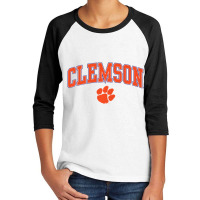 Clemson Tigers Arch Over Heather Gray Officially L Youth 3/4 Sleeve | Artistshot