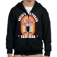 Cupid's Favorite Teacher, Red Heart, Teacher's Cut Youth Zipper Hoodie | Artistshot