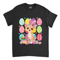 Cute Chihuahua Easter Bunny Ear Colorful Easter Eg Classic T-shirt | Artistshot