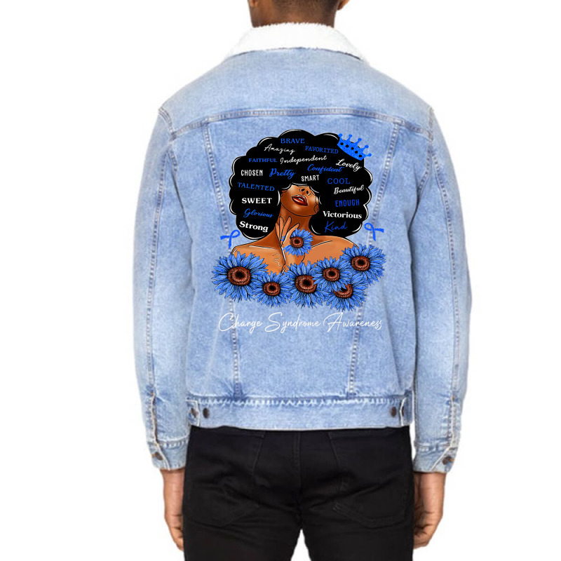 Charge Syndrome Awareness We Wear Blue Black Woman Unisex Sherpa-lined Denim Jacket | Artistshot